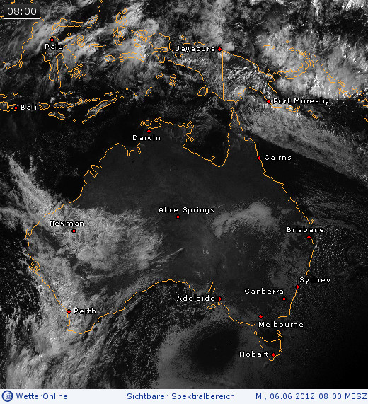 Wolkenverteilung über Australien am 06.06.2012 um 08:00 MESZ