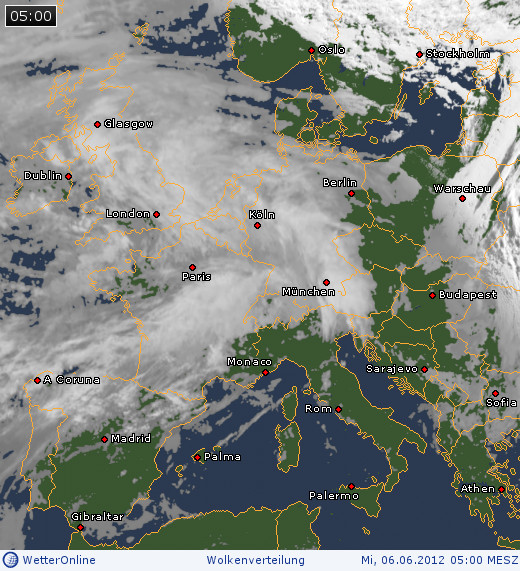 Wolkenverteilung über Mitteleuropa am 06.06.2012 um 05:00 MESZ